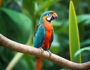 Obraz premium Bright exotic Colorful bird in a deep forest, AI generated.