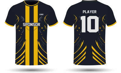 Soccer Jersey design with number 10 in black and yellow color