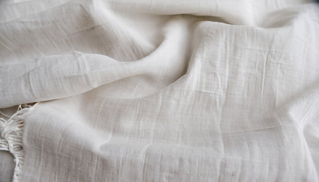 White linen fabric, Made from flax fibers, is renowned for its softness, natural origin, durability and strength, as well as its antifungal and antibacterial properties.