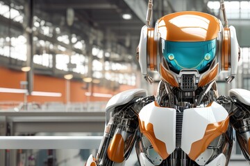 Artificial intelligence robot ,Robot Head with digital graphic