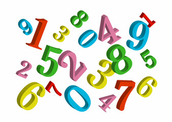 カラフルな数字を散りばめたかわいい背景素材