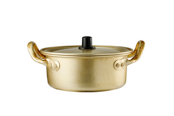 nickel-silver pot isolated on white background.