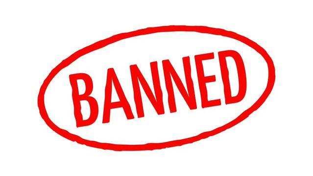 Banned stamp on green screen black white blue suitable for censorship, prohibited content, restrictions, regulations