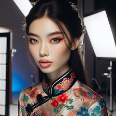 Beautiful young asian model woman
