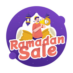 Online shopping ramadan sale sticker illustration