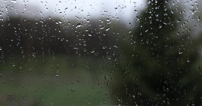 Rainy window surface outside view