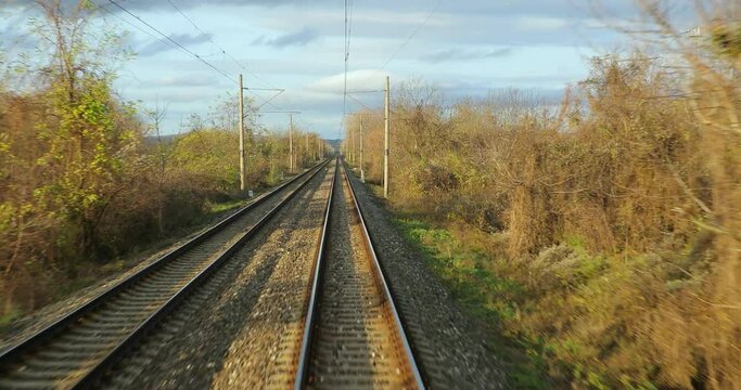 Railway travel rear view