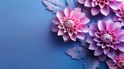 Foto op Plexiglas Colorful dahlia flowers on blue background.  © ismodin