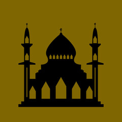  White black mosque silhoutte vector backgound. Ramadan Kareem