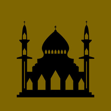 black mosque silhouette on gold background clip art preview