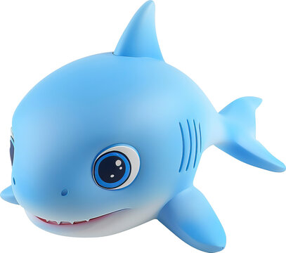 Cute shark 3d style isolated on transparent background. PNG