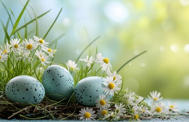 Blue easter eggs, Easter greeting background