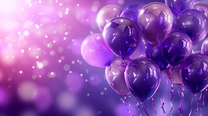beautiful ballons with purple background