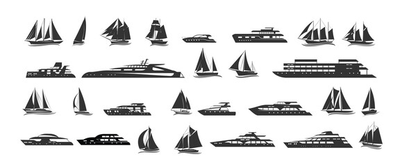 Sailing and motor yachts. Vector illustration.