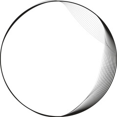 abstract circle round frame by lines wavy flowing black gradient isolated on transparent background. vector in concept modern, technology, science, music