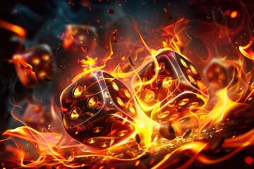abstract background flaming dice. Generative AI.