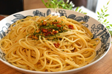 ペペロンチーノのパスタ