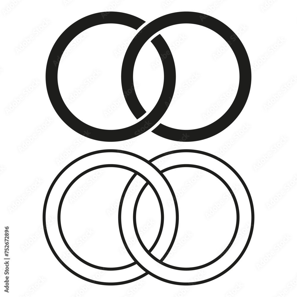 Aufkleber icon interlocking circles. unity simplicity symbol. elegance in design. vector illustration. eps 10.