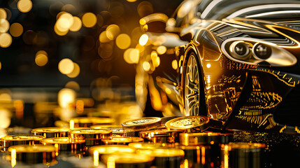 Luxury items symbolizing wealth cars - AI Generated
