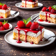 Strawberries, berry cakes, The berry syrup is flowing