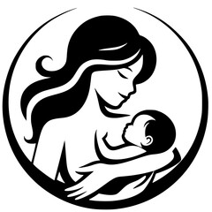 Silhouette of mother and baby