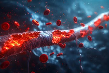 3D Concept of Human Body Function with Abnormal Vascular Cells - obrazy, fototapety, plakaty