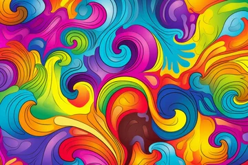 Keuken spatwand met foto Express your inner hippie with a groovy 70s background, filled with tie-dye swirls, psychedelic colors, and positive vibes, Generative AI © Formatikastd