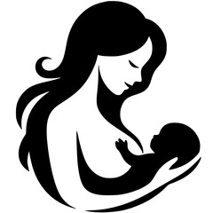 Silhouette of mother and baby