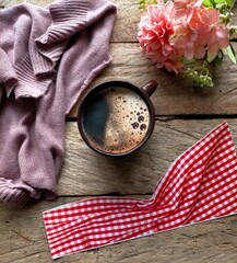still life with flowers and coffee