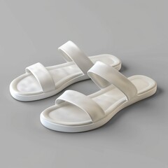 white women's sandals Isolated on a gray background.