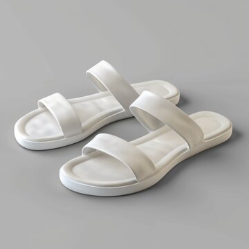 white women's sandals Isolated on a gray background.