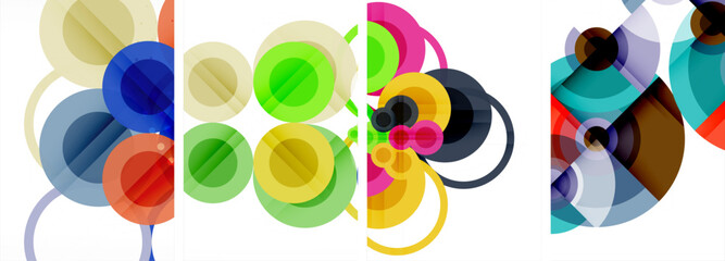 Charming geometric abstract posters. Mesmerizing set of circles, each design a harmonious blend of form and color. Elevate your design with modern, visually striking art