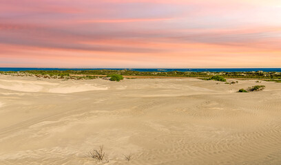 The Lancelin Sand Dunes in Western Australia.	