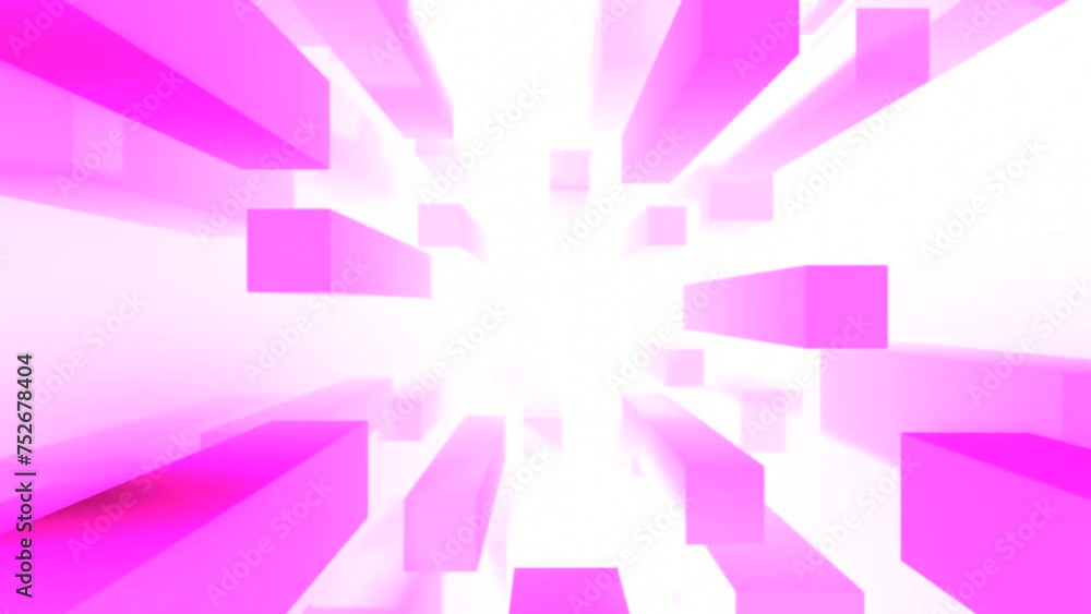 Poster animation of rectangles flying in stream. design. stream of 3d geometric platforms flying into persp