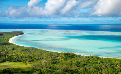 Panoramic view of the lagoon on the island of Mauritius