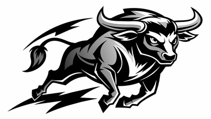 Bull in action, silhouette, logo, vector