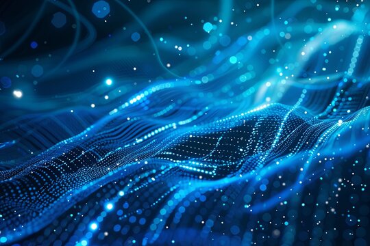 Abstract blue tech background with digital waves.