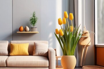  Modern living room furniture - armchair, table and lamp