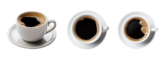 cup of coffee over white background