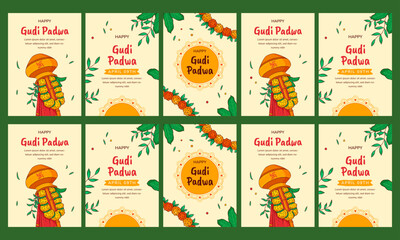 happy gudi padwa vector illustration flat design set