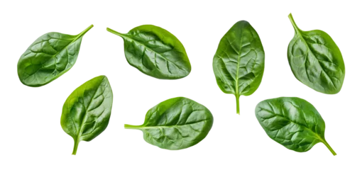 Foto op Plexiglas spinach leaves isolate on white background. Healthy food. Top view. © PhotoFolio Finds