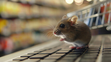 A closeup of a mouse hovering over the checkout button on a retailers website indicating a flurry of purchases being made on this busy online shopping day.