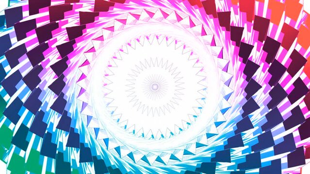 Fiery striped pattern with circular pulsating waves. Motion. Gradient color of mosaic hypnotic background.