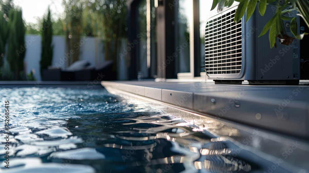 Poster the pool heaters energy efficiency is evident in its compact design and minimal electricity usage ma