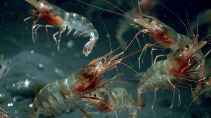 The echoes of life can be heard deep below the surface as the loud rumbling of hundreds of shrimp echoes off the ane hydrate structures. These shrimp feed off the bacteria