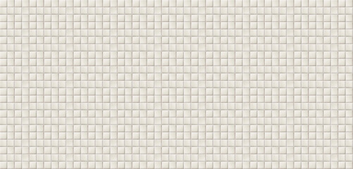 立体感のある白のモザイクタイルの壁　タイルのテクスチャ素材