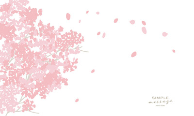 桜のイラスト。春の桜ベクターイラスト。花びら舞う春の桜背景。桜並木。Cherry blossom illustration. Spring cherry blossom vector illustration. Spring cherry blossoms background with petals dancing. Cherry blossom trees.