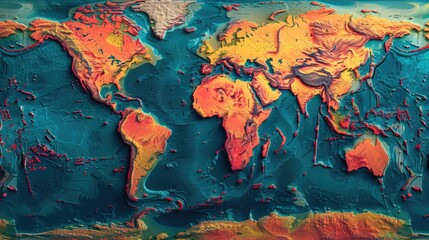 world map that show the progression of global warming. Red-colored areas indicate areas where temperatures are rising rapidly, and this highlights the effects of extreme weather