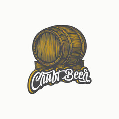 craft beer wooden beer barrel logo vector illustration