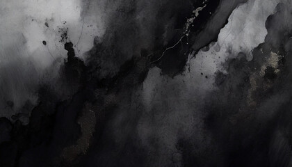 Abstract art black paint background with liquid fluid grunge texture.